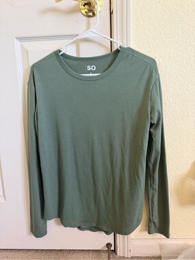 SO Sage Green Long Sleeve Crewneck Top